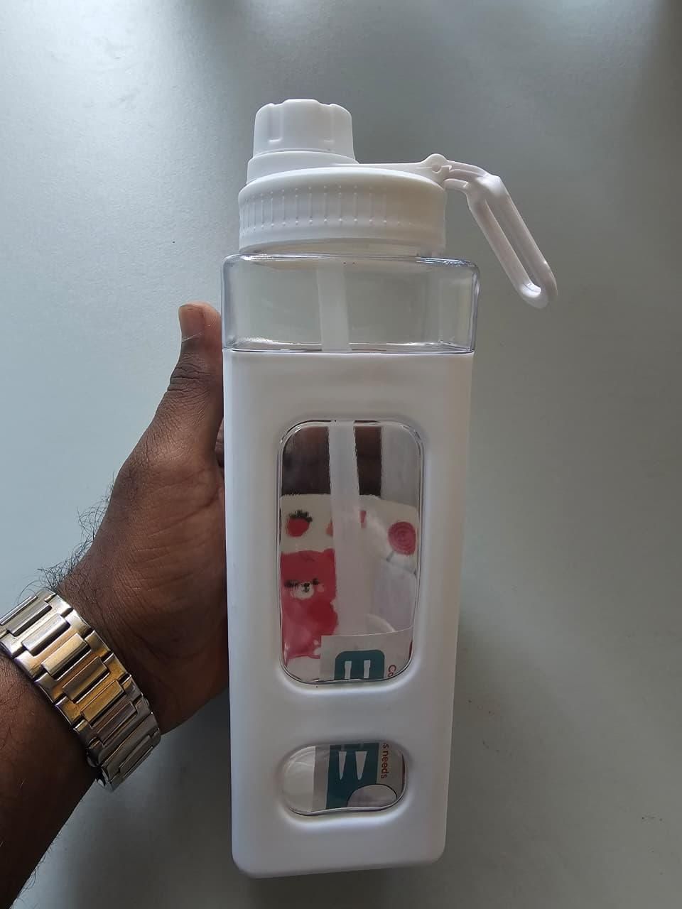Kawaii Water Bottle with Straw and Sticker (Assorted Color)