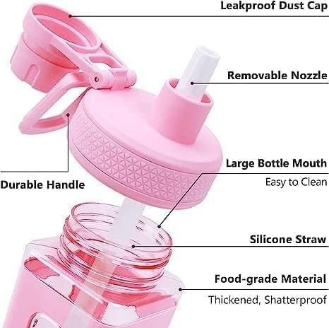 Kawaii Water Bottle with Straw and Sticker (Assorted Color)